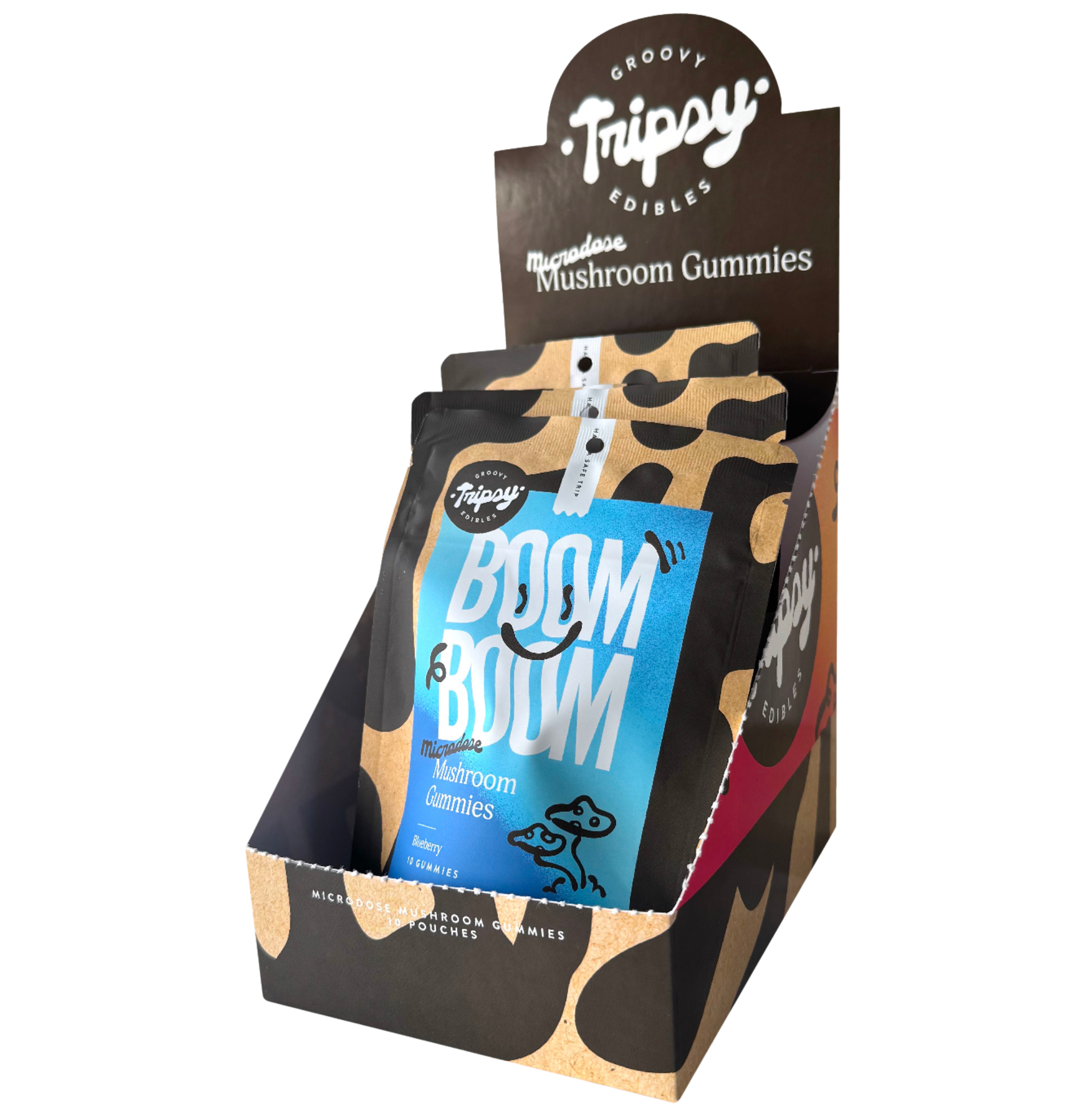 Wholesale - Tripsy BOOM BOOM 10ct. Microdose Mushroom Gummies, Blueberry 10ct