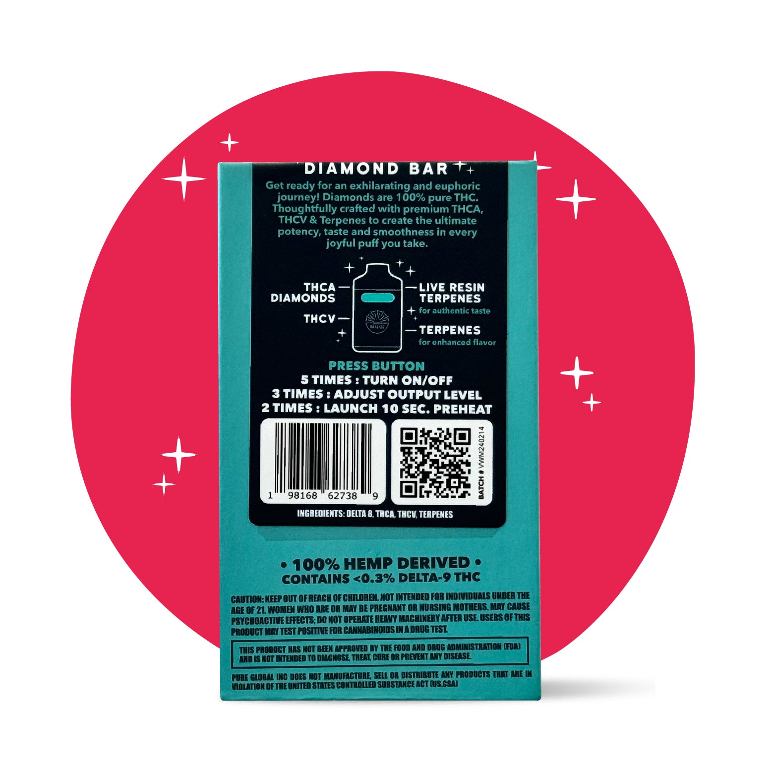 Wholesale - Realize Diamond Bar, Watermelon Kush - 4g Disposable Vape